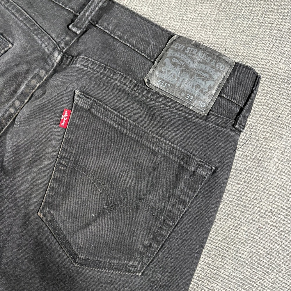 Levi's 511 Slim Fit Jeans Mens 32x30 Black Faded Stretch Denim Pants